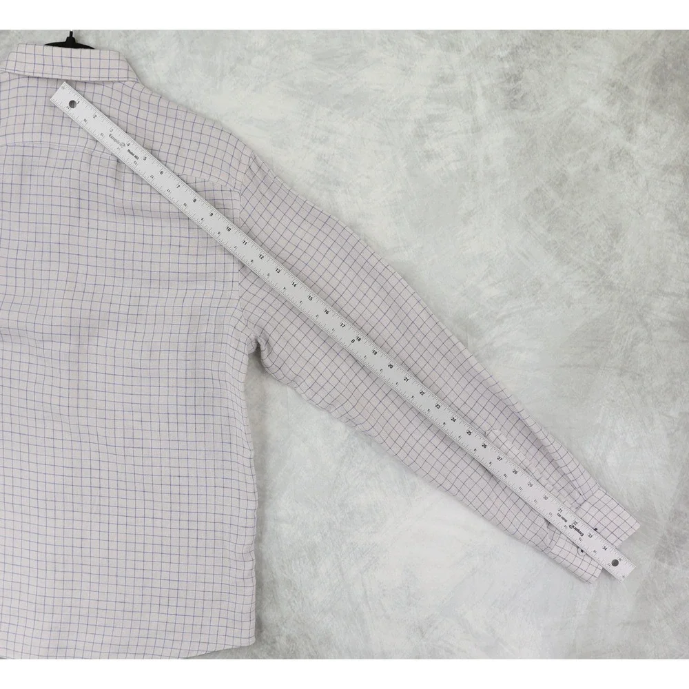 UNTUCKit Biltmore WR Linen Shirt Men Medium Grey Blue Grid Checks Slim Fit